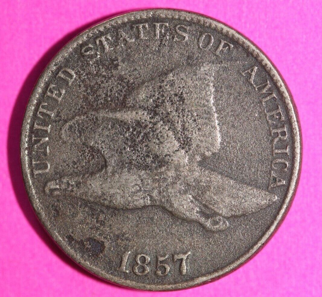 1857 Flying Eagle Cent Penny Exact Scarce Early Type Coin as Pictured 41
