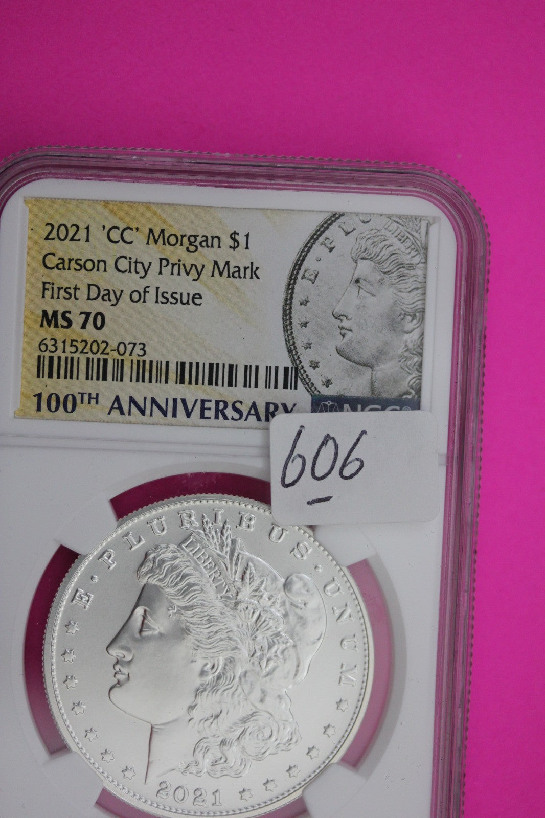 RARE 2021 CC MS 70 Morgan Silver Dollar 1rst Day Issue NGC Authentic Graded 606