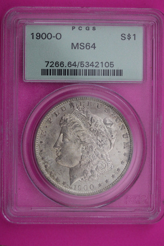 1900 O MS 64 Liberty Morgan Silver Dollar PCGS Green Label Certified Slab 345