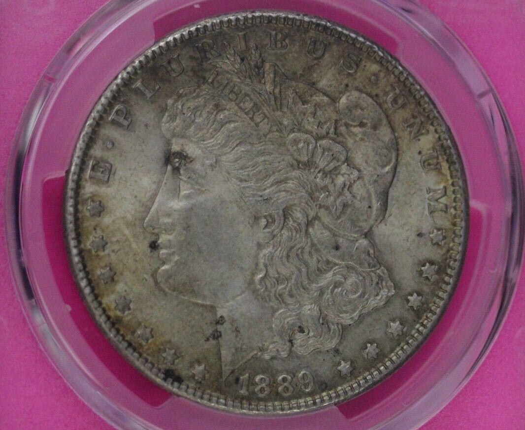 Toned 1889 P MS 62 Morgan Liberty Silver Dollar PCGS Certified Slab 39