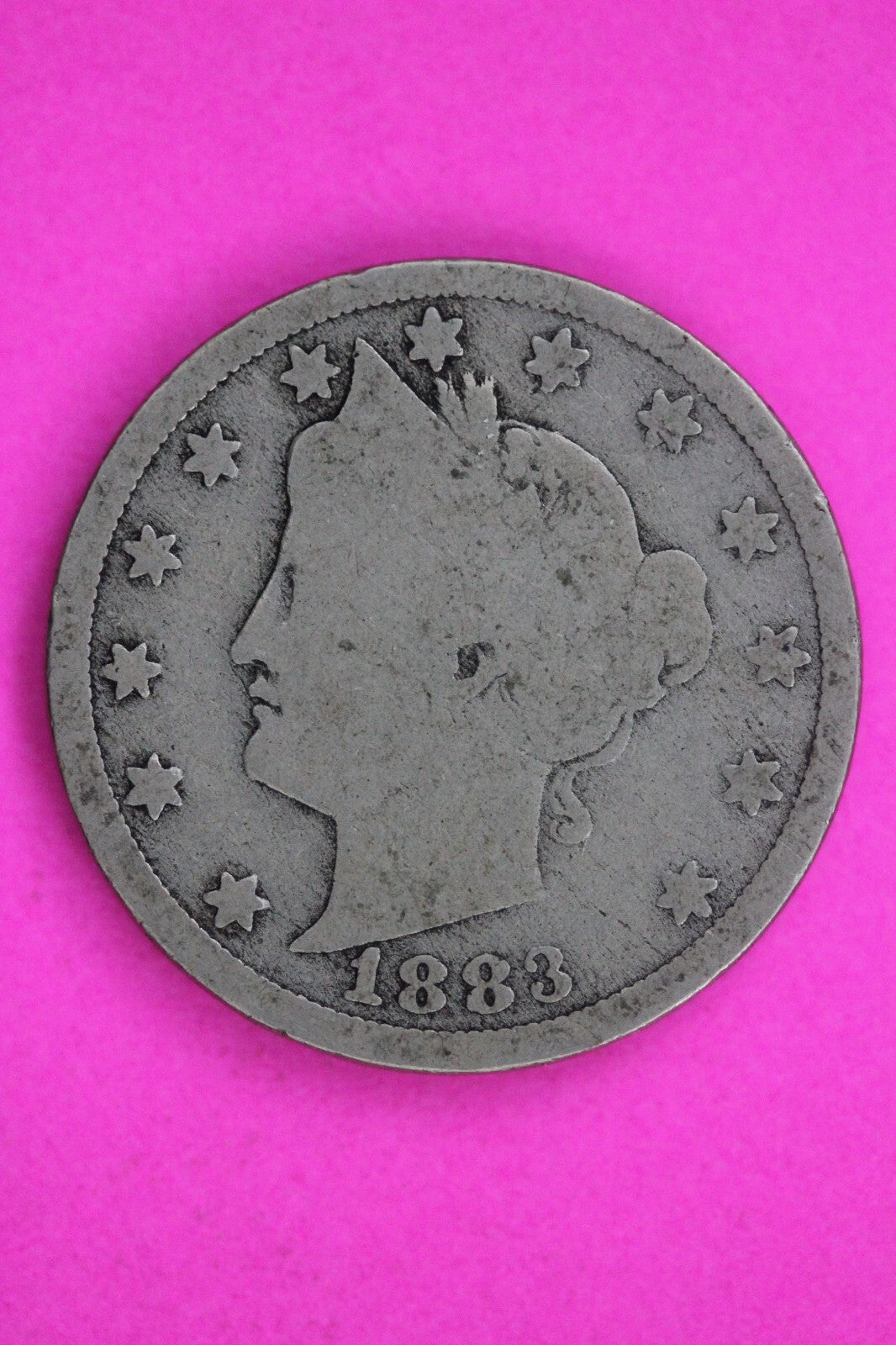 1883 No Cents V Liberty Nickel Guaranteed Authentic & Genuine Coin Free 1529