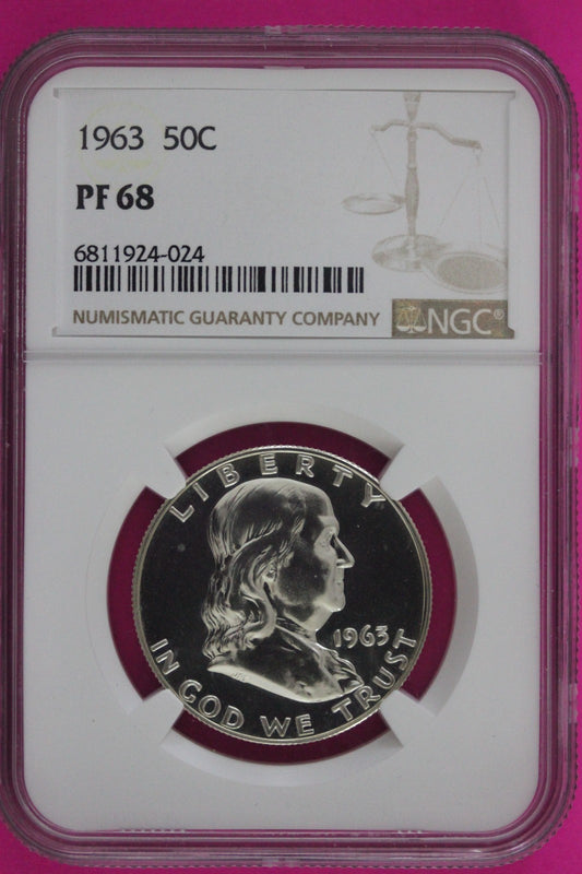 1963 PF 68 Ben Franklin Silver Half Dollar NGC Certified Graded Authentic 79