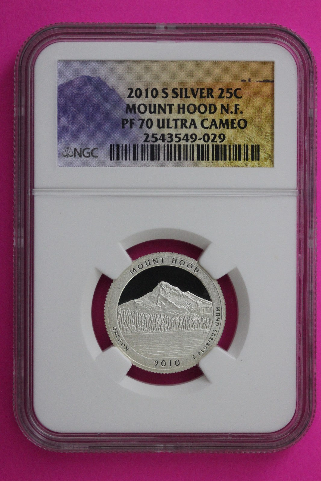 2010 S PF 70 Silver Quarter Mount Hood Park ATB NGC Graded Certified Slab 375
