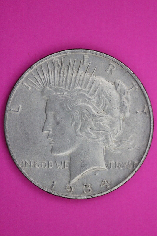 High Grade 1934 D Liberty Peace Silver Dollar Denver Mint Rare Semi Key Date 57