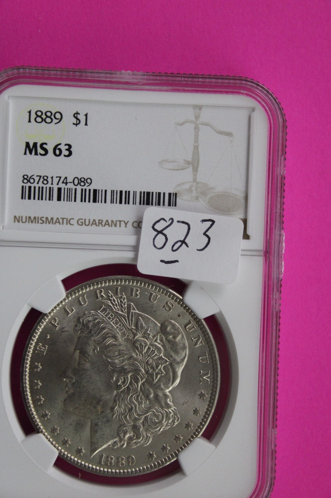 1889 P MS 63 Liberty Morgan Silver Dollar NGC Certified Graded Authentic 823