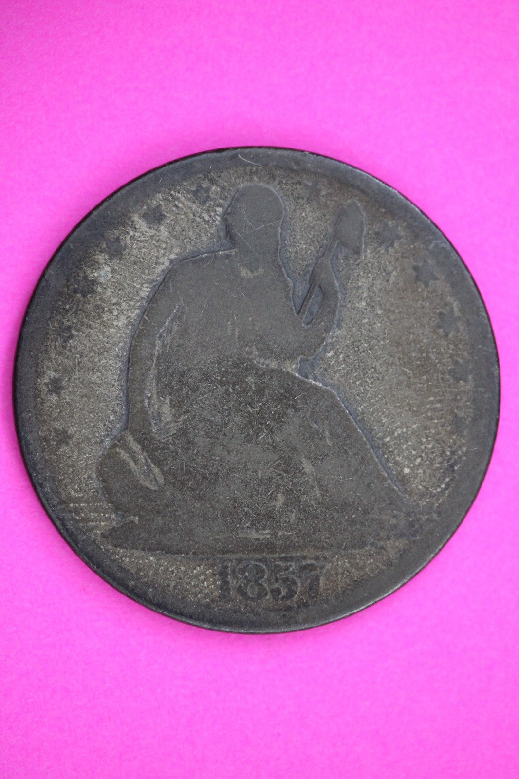 1857 P Seated Liberty Half Dollar Silver Exact Coin Shown Low Grade Filler 2799