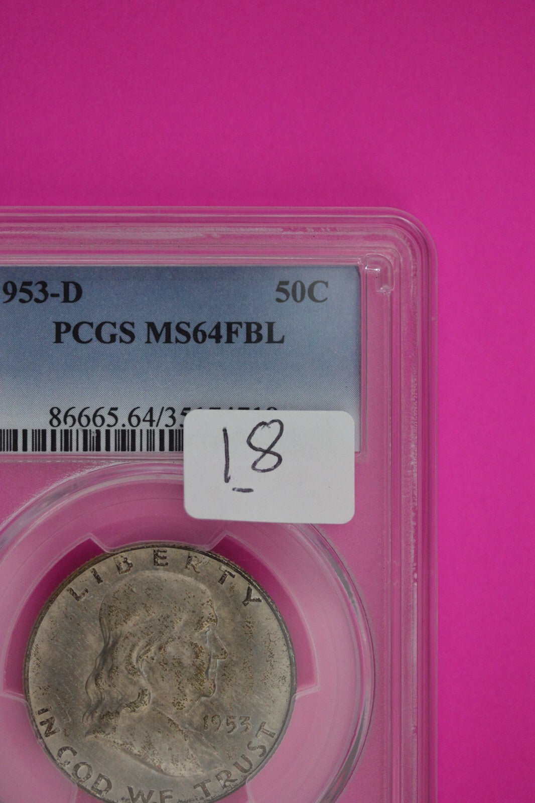 1953 D MS 64 Full Bell Lines Ben Franklin Silver Half Dollar PCGS FBL Slab 18