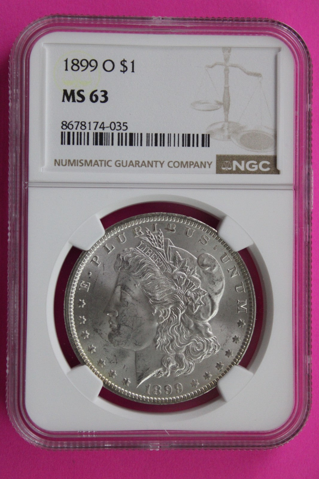 1899 O MS 63 Liberty Morgan Silver Dollar NGC Certified Graded Authentic 842