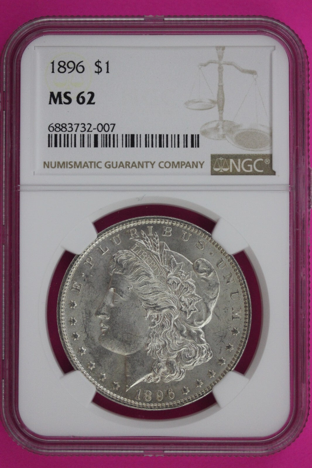 1896 P MS 62 Liberty Morgan Silver Dollar NGC Certified Graded Authentic 1149