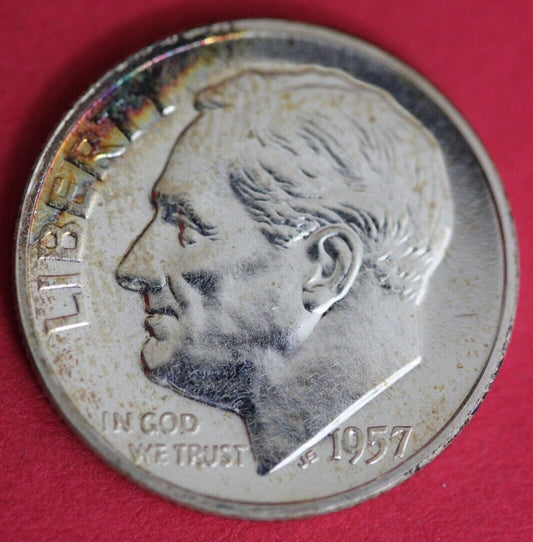Toned 1957 Silver Proof Roosevelt Dime Exact Coin Shown Fast Shipping OCE 88
