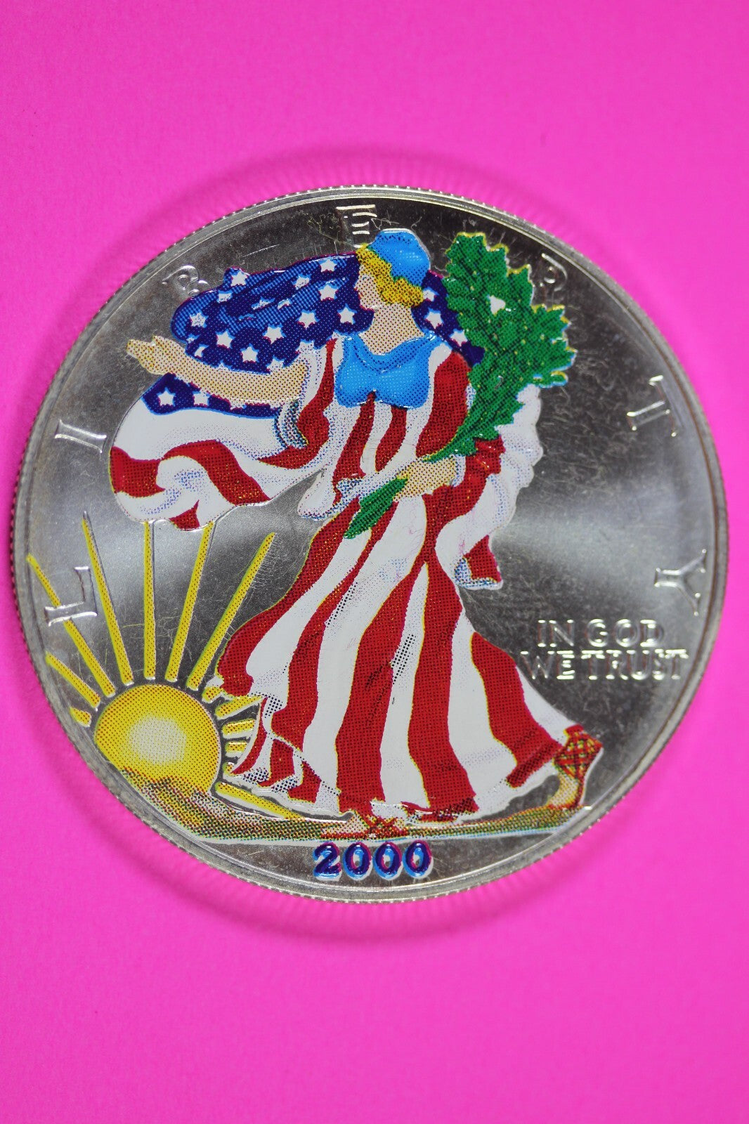 Colorized 2000 American Silver Eagle 1 Ounce .999 Fine Exact Coin Shown 158