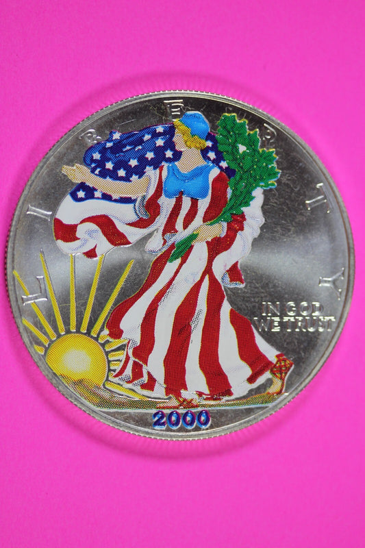 Colorized 2000 American Silver Eagle 1 Ounce .999 Fine Exact Coin Shown 158