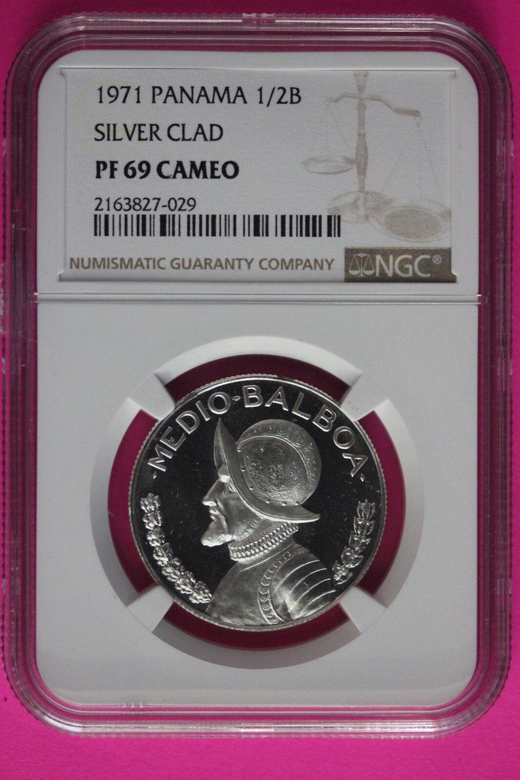 Top Pop 1971 Panama PF 69 Cameo Proof Silver 1/2 Balboa NGC Certified Slab 1032