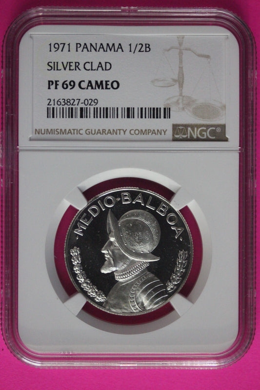 Top Pop 1971 Panama PF 69 Cameo Proof Silver 1/2 Balboa NGC Certified Slab 1032