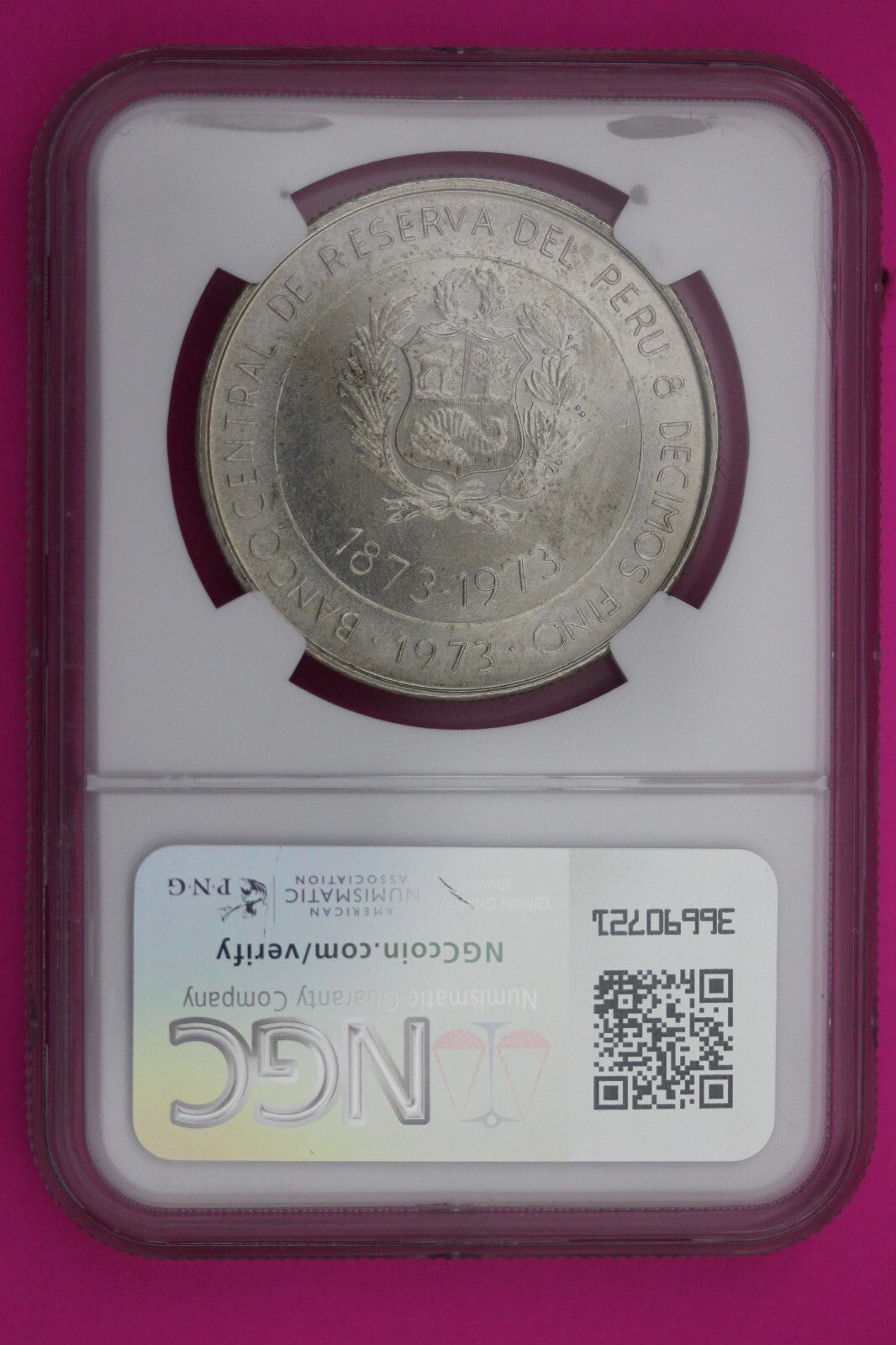 1973 MS 64 Peru 100 Soles Japan Trade Centennial Silver Coin NGC Certified 215