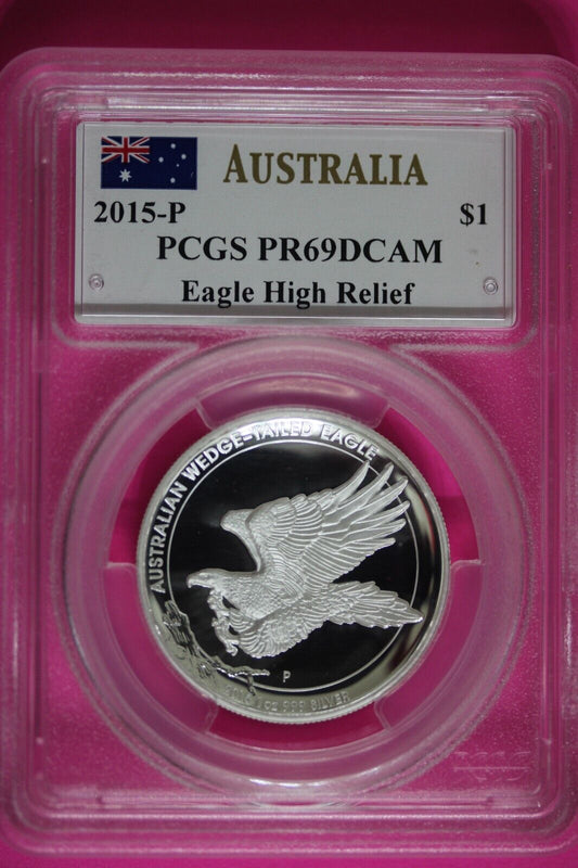 2015 P PR 69 High Relief Australia Eagle John Mercanti Signature $1 PCGS 6005