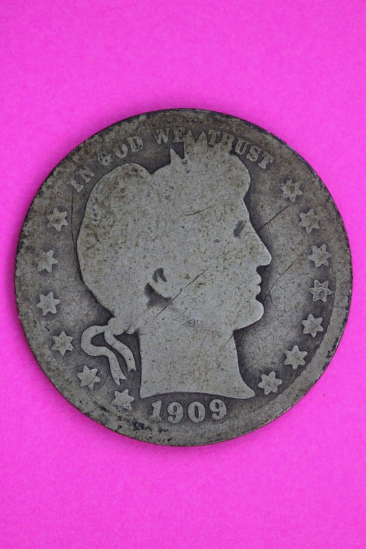 1909 O Barber Liberty Silver Quarter Guaranteed Authentic & Genuine Coin 1381