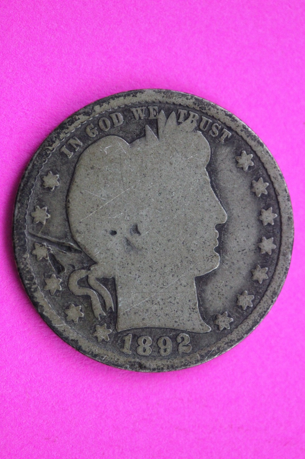 1892 S Barber Liberty Silver Quarter Scarce Guaranteed Authentic Rare Coin 0889