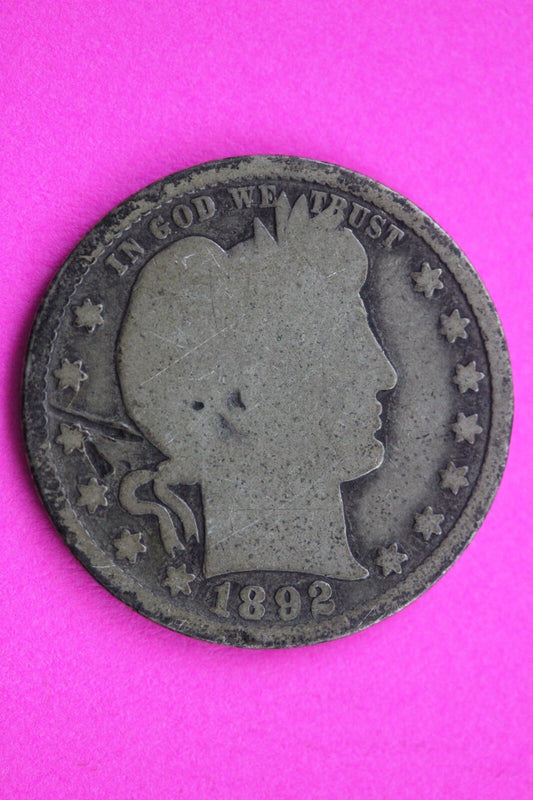 1892 S Barber Liberty Silver Quarter Scarce Guaranteed Authentic Rare Coin 0889
