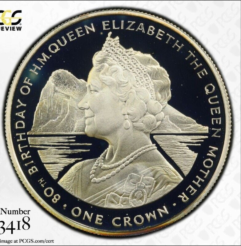 Toned 1980 PR 68 DCAM Crown Gibraltar  PCGS Queen Elizabeth 80th Birthday 548
