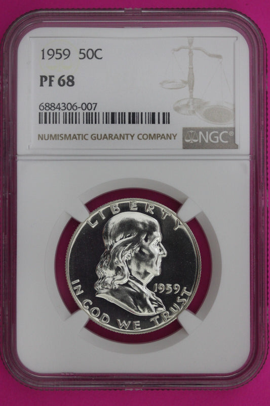 1959 PF 68 Ben Franklin Half Dollar NGC Graded Certified Authentic Slab 1135