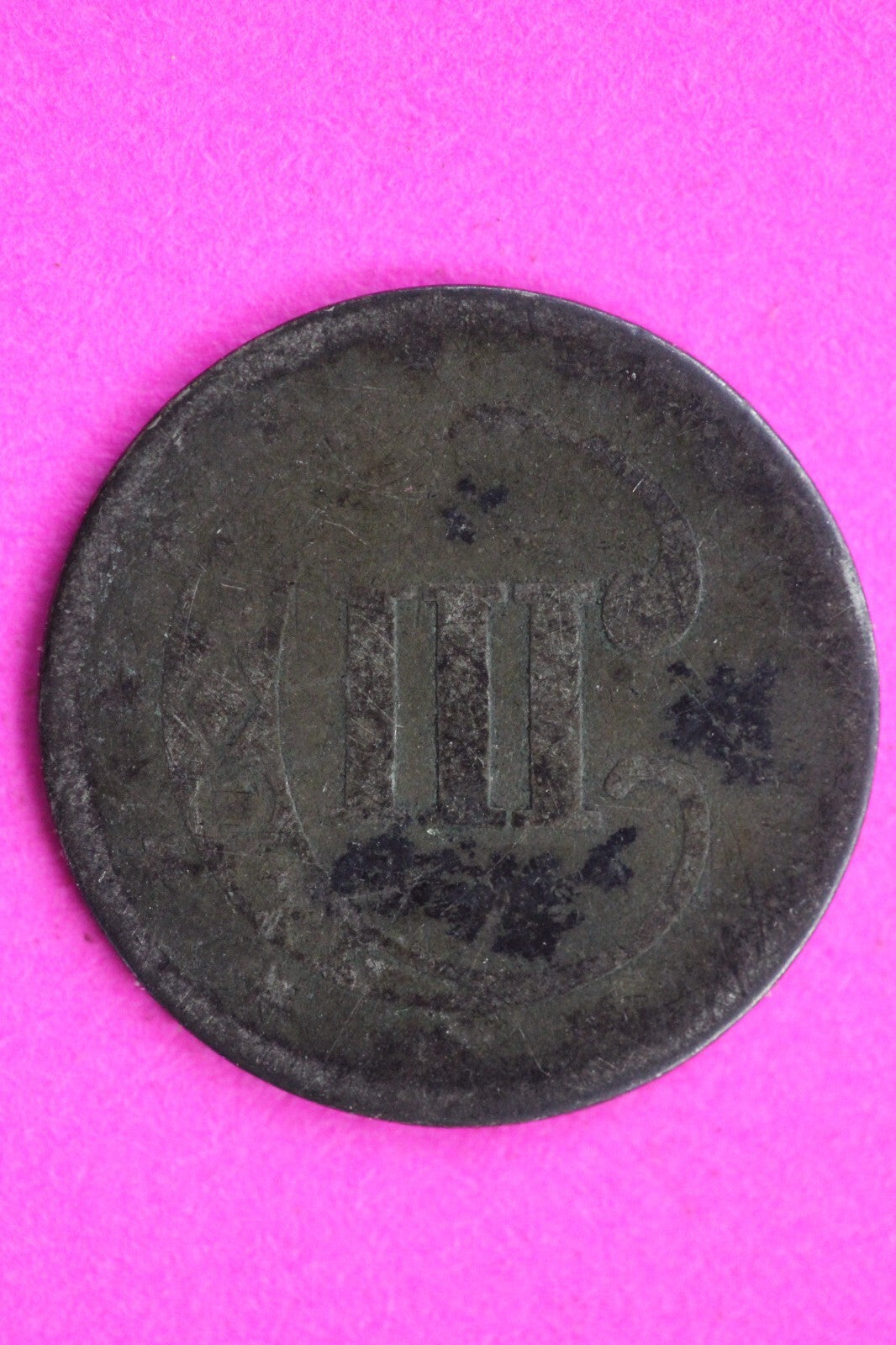 1851 P Trime 3 Three Cent Silver Dime Low Grade Hole Filler Exact Coin Shown 21