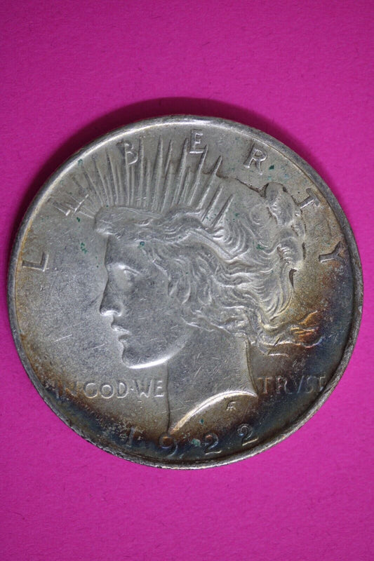 Rainbow Toned 1922 P Liberty Peace Silver Dollar Exact Coin In Pics Hi Grade 46