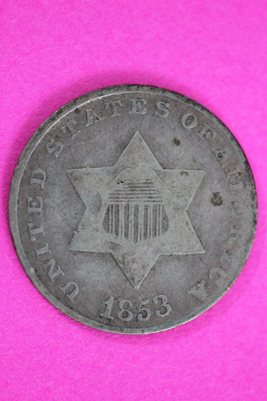 1853 Trime 3 Three Cent Silver Dime Exact Coin Shown In Pics Semi Key Date 76