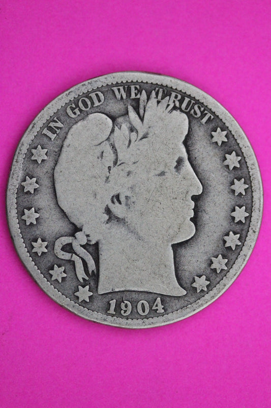 1904 O Barber Liberty Silver Half Dollar Guaranteed Authentic Genuine Coin 2345