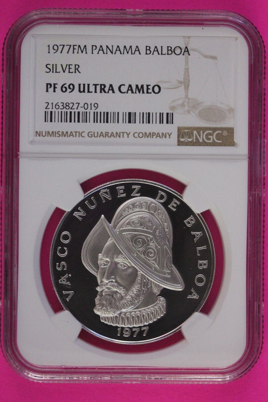 1977 Panama PF 69 Ultra Cameo Proof Silver Balboa NGC Certified Graded Slab 1002