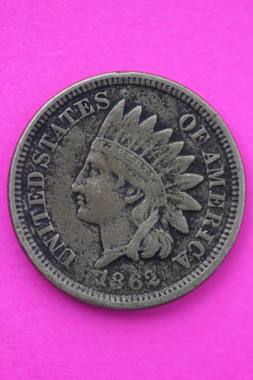 1862 Copper Nickel Indian Head Cent Penny Early Type Coin Exact Coin Pictured 53