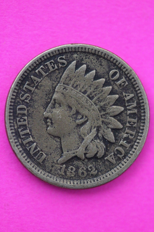 1862 Copper Nickel Indian Head Cent Penny Early Type Coin Exact Coin Pictured 53