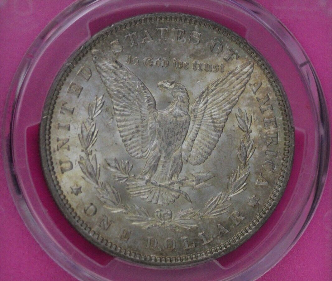 Toned 1896 P MS 63 Morgan Liberty Silver Dollar PCGS Certified Slab 28