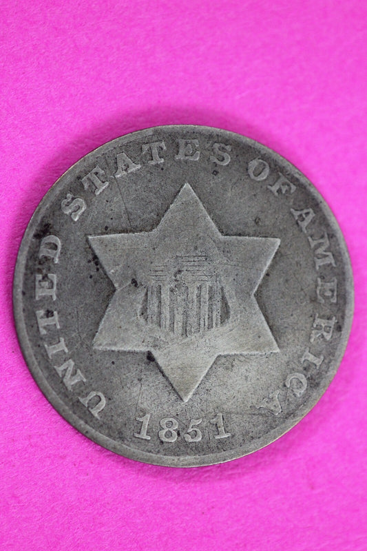 1851 Trime 3 Three Cent Silver Dime Exact Coin Shown In Pics Semi Key Date 81