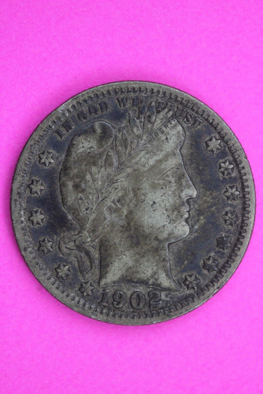High Grade 1902 P Barber Liberty Silver Quarter Scarce Semi Key Date Coin 96