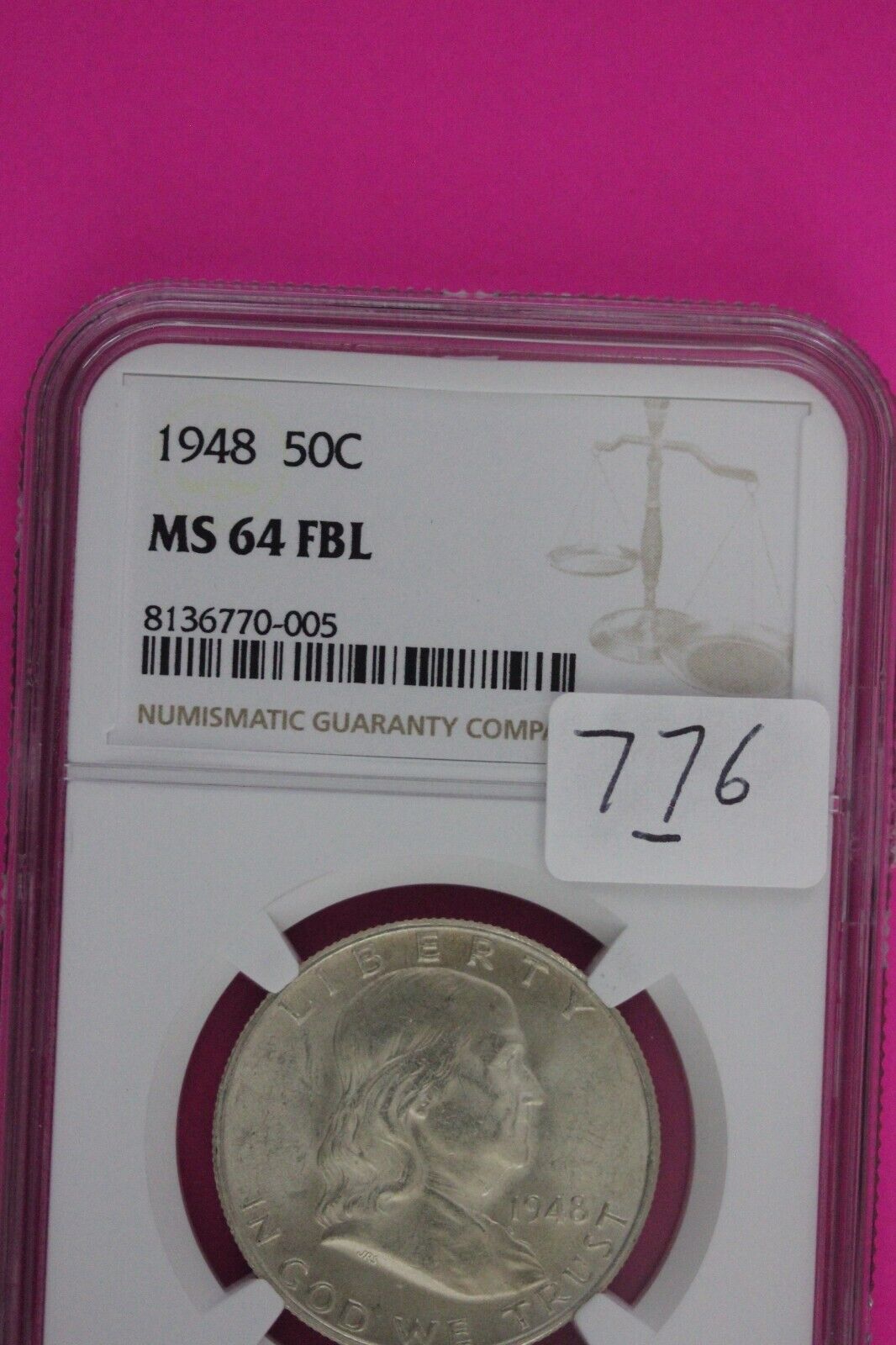 Full Bell Lines 1948 P MS 64 FBL Ben Franklin Half Dollar Silver Coin NGC 776