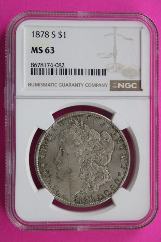 1878 S MS 63 Liberty Morgan Silver Dollar NGC Certified Graded Authentic 748