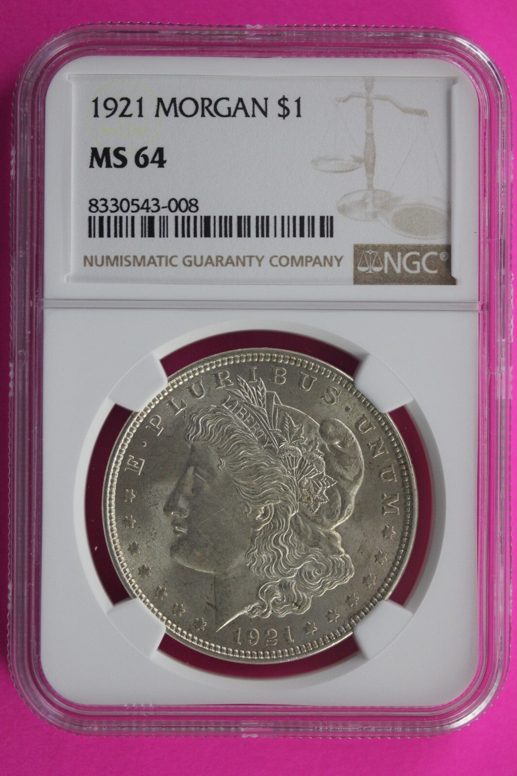 1921 P MS 64 Liberty Morgan Silver Dollar NGC Certified Graded Slab 470