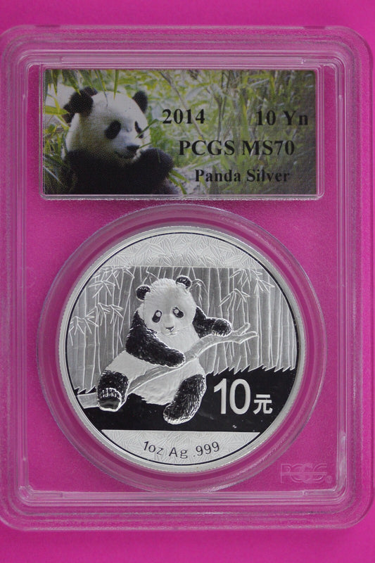 2014 MS 70 China Panda 1 OZ Silver Coin PCGS Certified Graded Authentic 1160