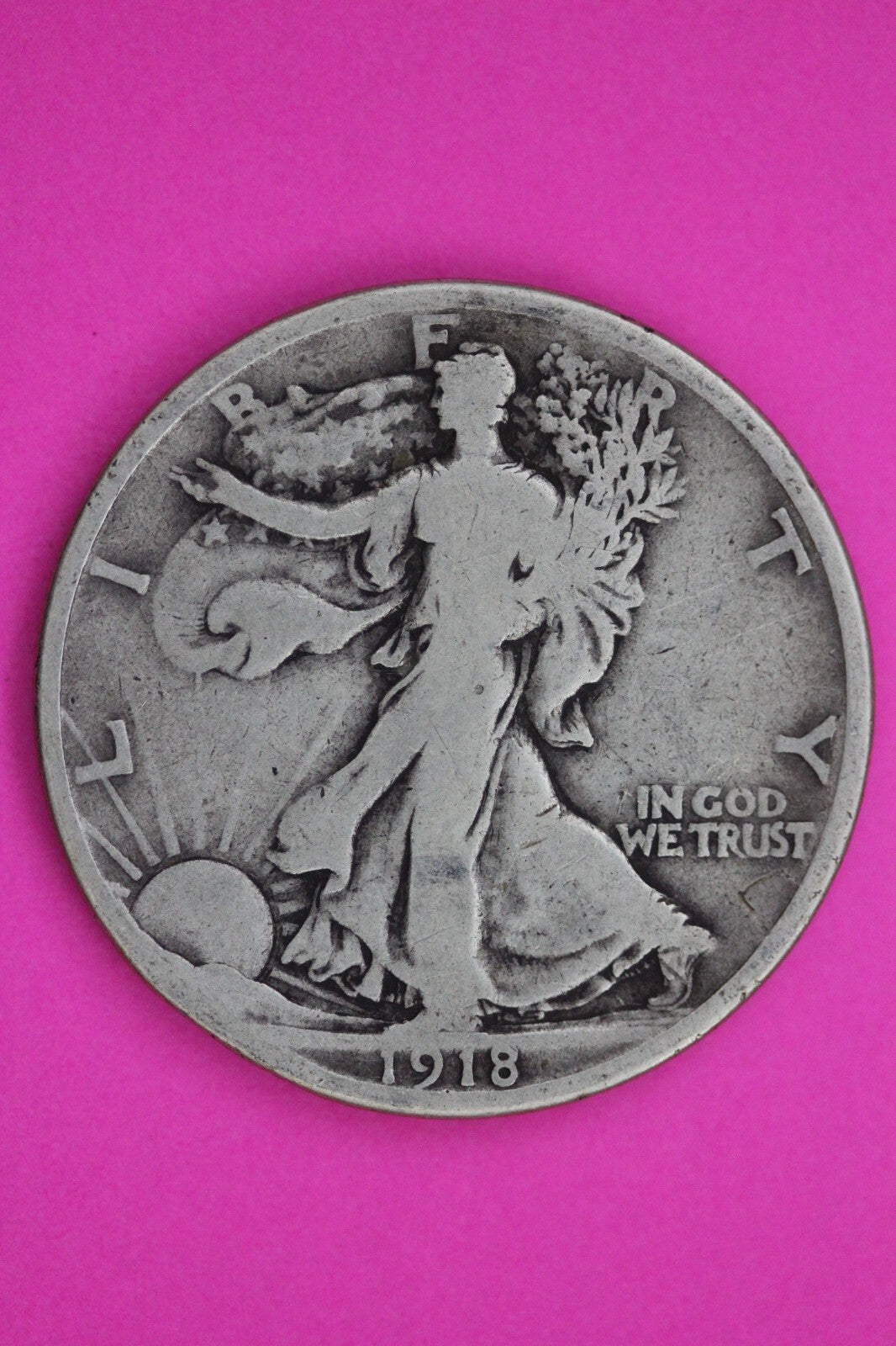 1918 D Walking Liberty Silver Half Dollar Guaranteed Authentic Genuine Coin 1168