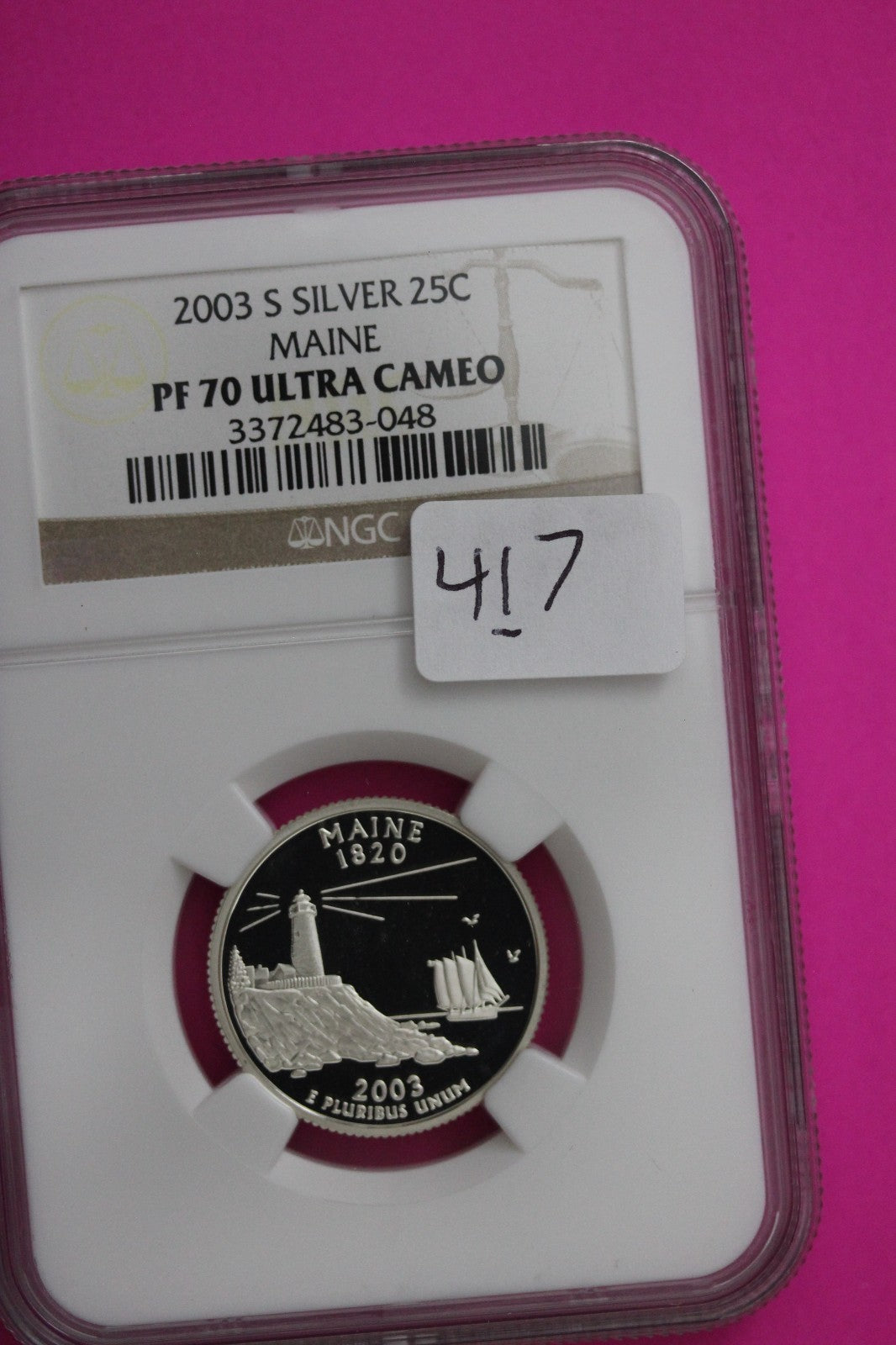 2003 S PF 70 Maine Silver State Quarter NGC Certified Authentic Slab 417