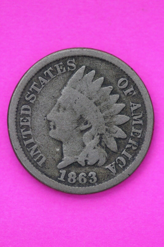 1863 Copper Nickel Indian Head Cent Penny Exact Early Type Coin Pictured 73