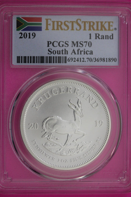 2019 MS 70 South Africa Krugarand 1 OZ Silver Coin PCGS Graded Authentic 138