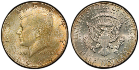 Golden Toned 1964 D MS 66 John F Kennedy Silver Half Dollar PCGS Authentic 668