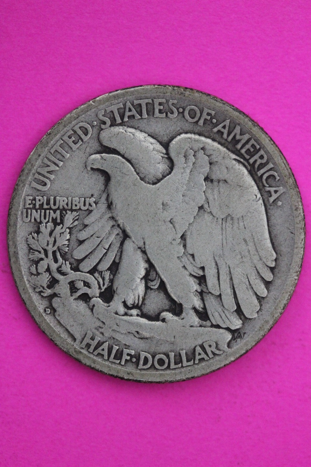 1917 D Reverse Mint Mark Walking Liberty Walker Half Dollar Coin Authentic 0434N