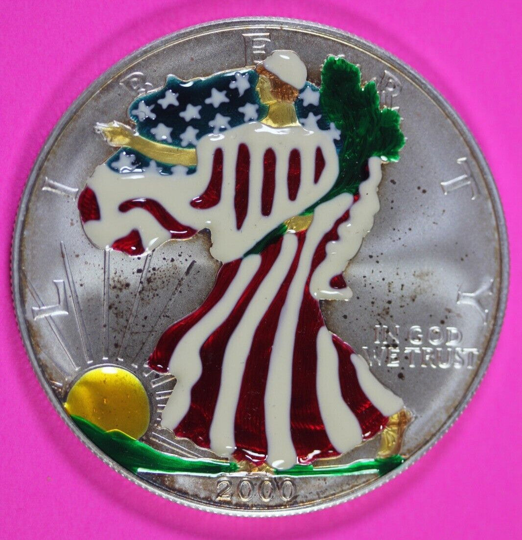 Colorized 2000 American Silver Eagle 1 Ounce .999 Fine Exact Coin Shown 152