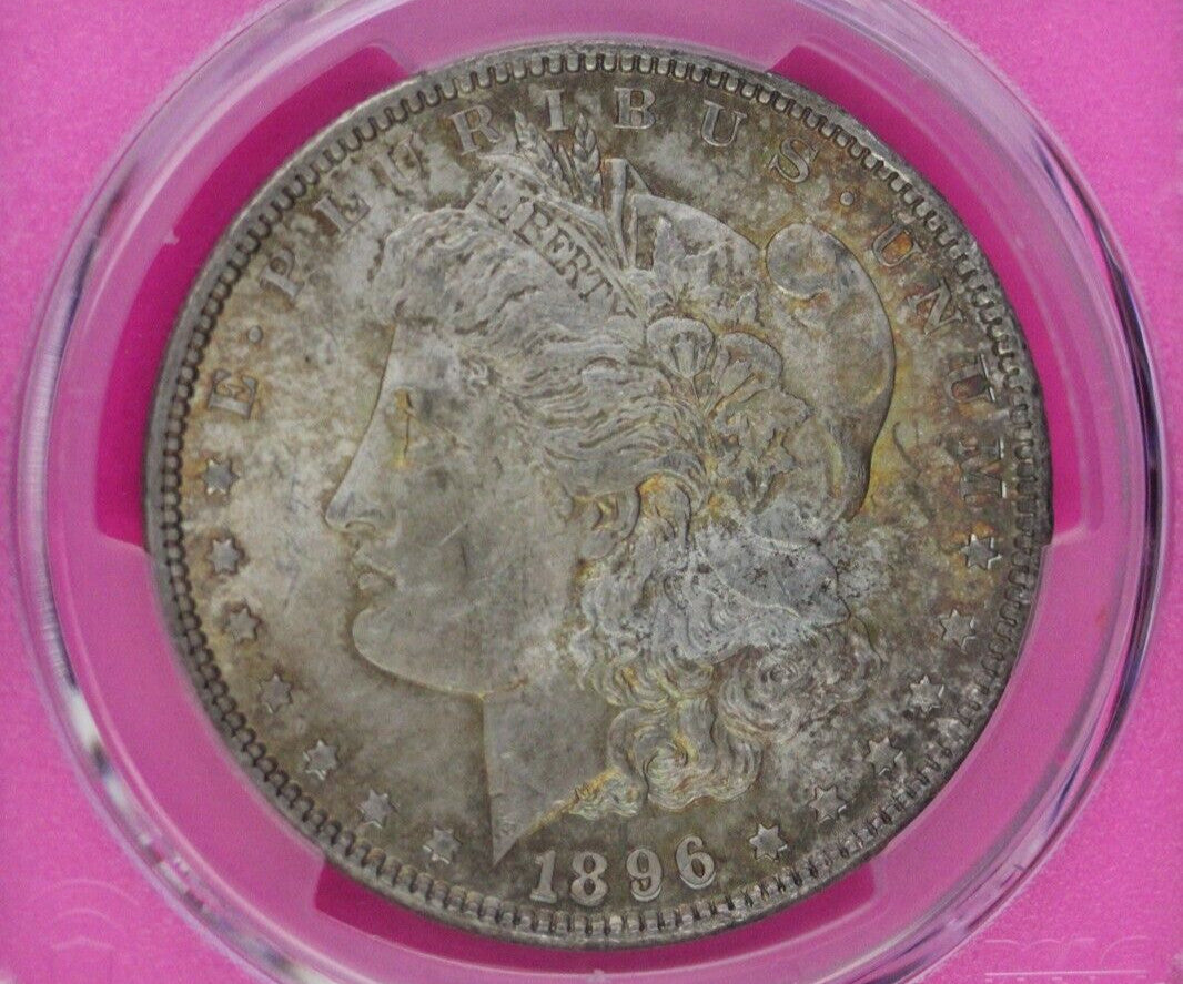 Toned 1896 P MS 63 Morgan Liberty Silver Dollar PCGS Certified Slab 28