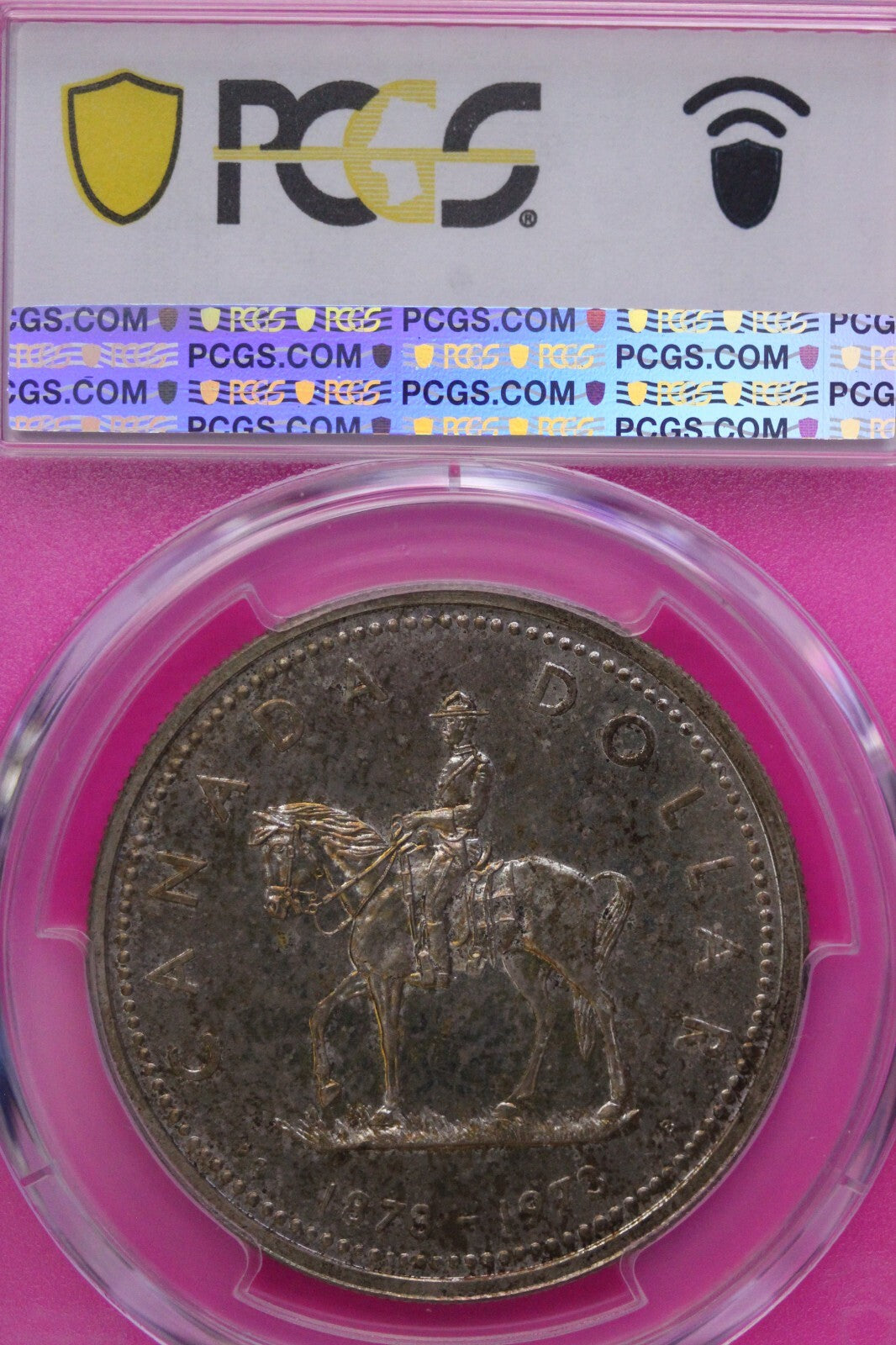 Golden Toned 1973 SP 65 Canada RC Mounted Police Silver Dollar PCGS Graded 743