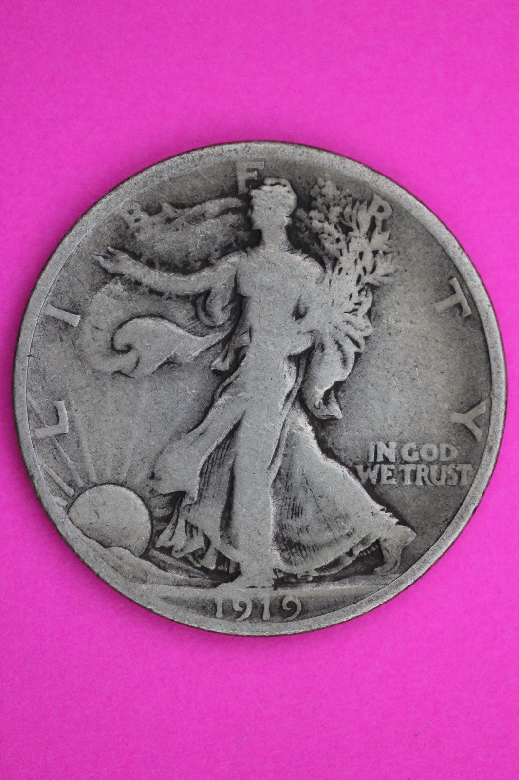 1919 P Walking Liberty Silver Half Dollar Guaranteed Authentic Genuine Coin 2360