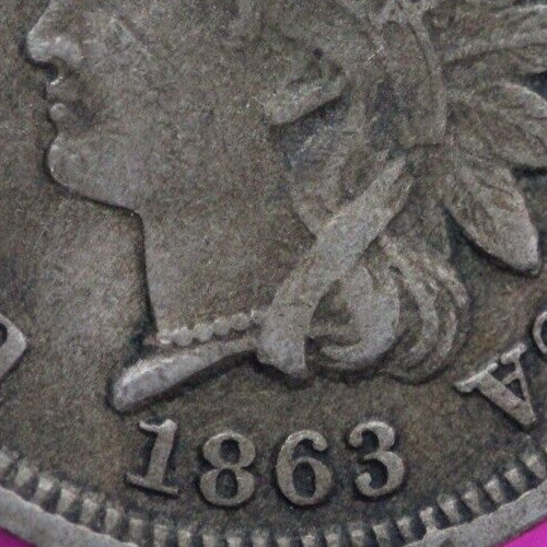 1863 Copper Nickel Indian Head Cent Penny Exact Early Type Coin Pictured 28